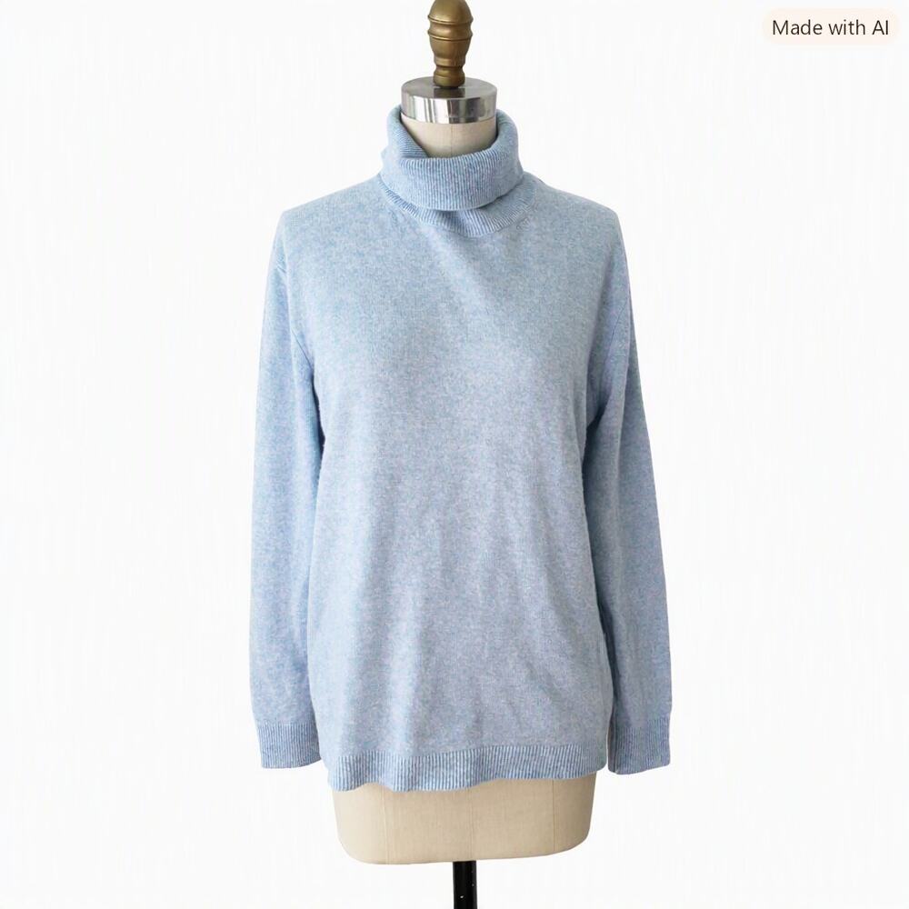 Malo Cashmere Turtleneck knit Sweater Blue Size Large